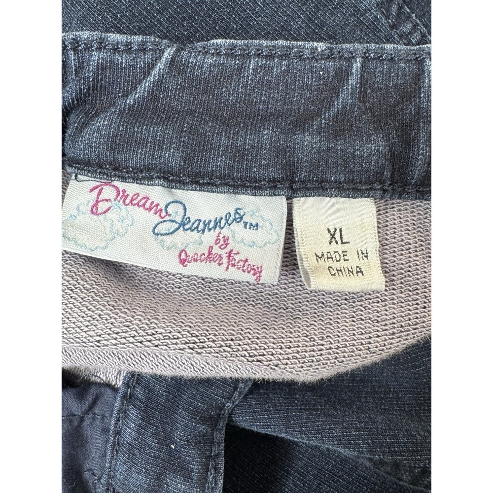 Y2K Midi Skirt Dark Jean Size XL Rhinestone Heart Elastic Waist 2000s Vintage - Picture 4 of 5